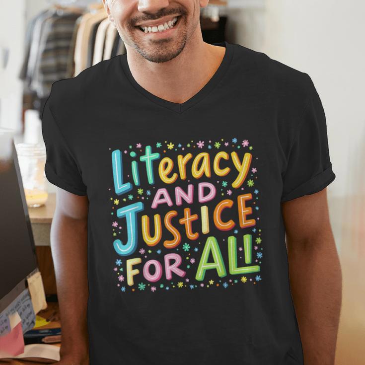 Literacy And Justice For All Protect Banned Books Library Men's V-Neck T-Shirt