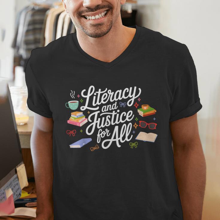 Literacy And Justice For All Protect Libraries Banned Books Men's V-Neck T-Shirt