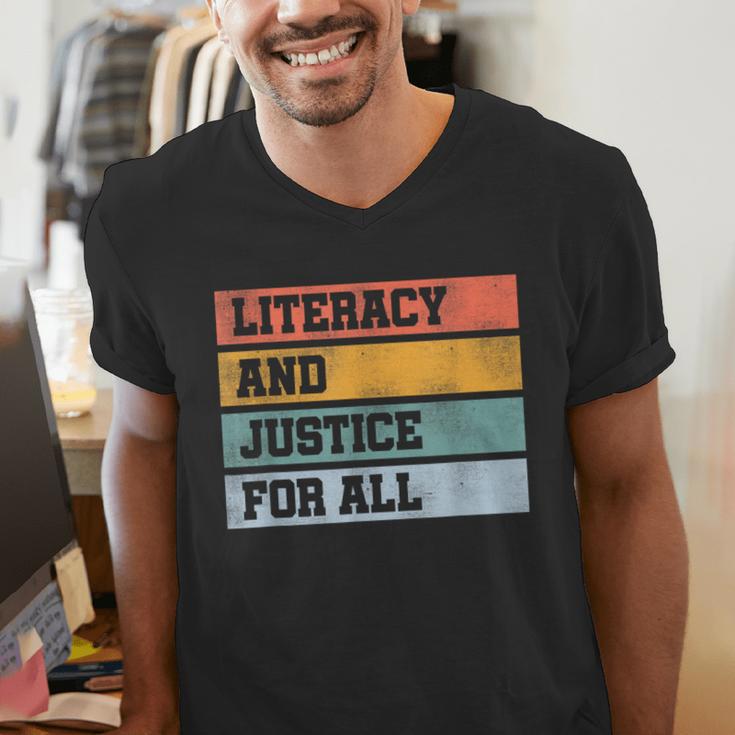 Literacy And Justice For All Stop Book Banning Banned Books Men's V-Neck T-Shirt Literacy And Justice For All Stop Book Banning Banned Books Men's V-Neck T-Shirt