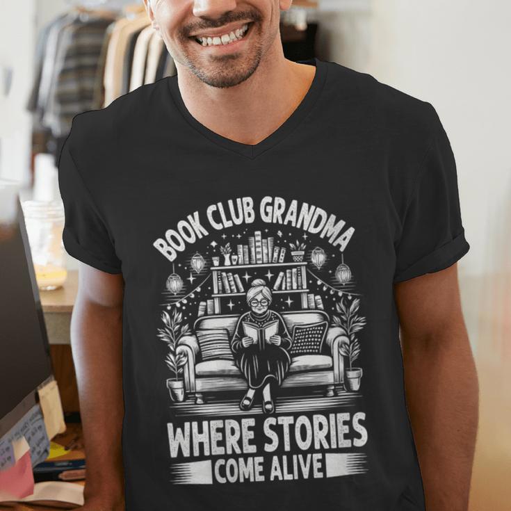 Literary Grandma Reading Club Book Lover Story Enthusiast Men's V-Neck T-Shirt Literary Grandma Reading Club Book Lover Story Enthusiast Men's V-Neck T-Shirt