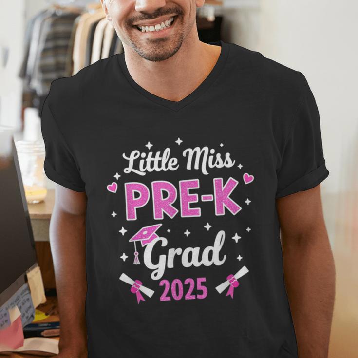 Little Miss Pre-K Grad 2025 Coquette Preschool Graduation Men's V-Neck T-Shirt