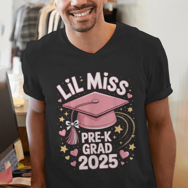 Little Miss Pre-K Grad 2025 Preschool Graduation Girls Kids Men's V-Neck T-Shirt