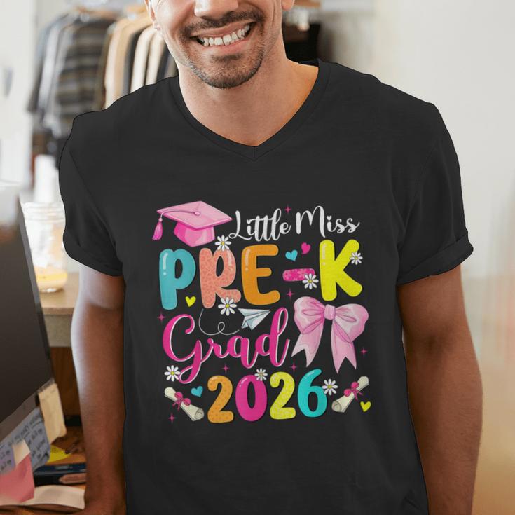 Little Miss Pre-K Grad 2026 Preschool Graduation Kids Girls Men's V-Neck T-Shirt