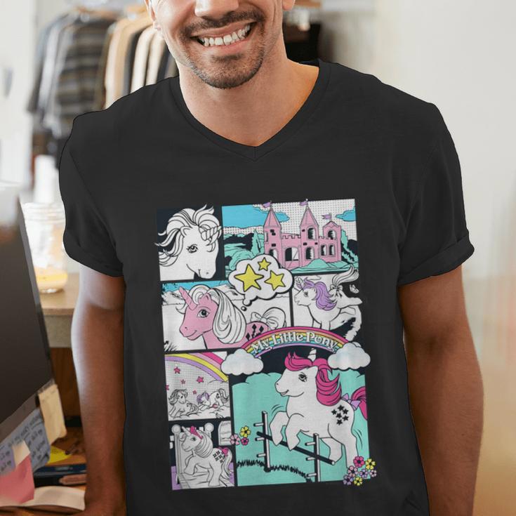 My Little Pony Classic Vintage Rainbow Castle Comic Book Men's V-Neck T-Shirt My Little Pony Classic Vintage Rainbow Castle Comic Book Men's V-Neck T-Shirt