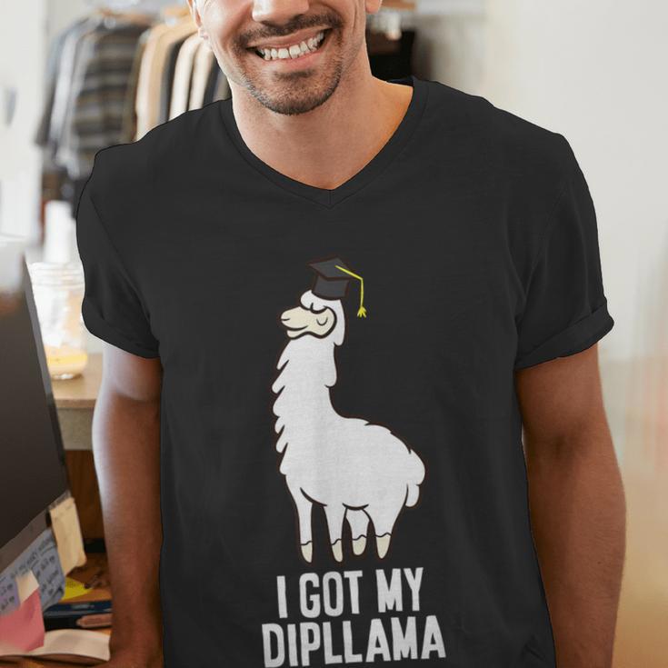 LLama Graduation I Got My Dipllama Cute Llama Men's V-Neck T-Shirt