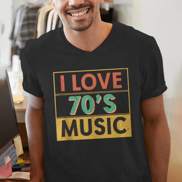 I Love 70's Music Retro Style Nostalgia Vibe 1970 70's Party Men's V-Neck T-Shirt I Love 70's Music Retro Style Nostalgia Vibe 1970 70's Party Men's V-Neck T-Shirt