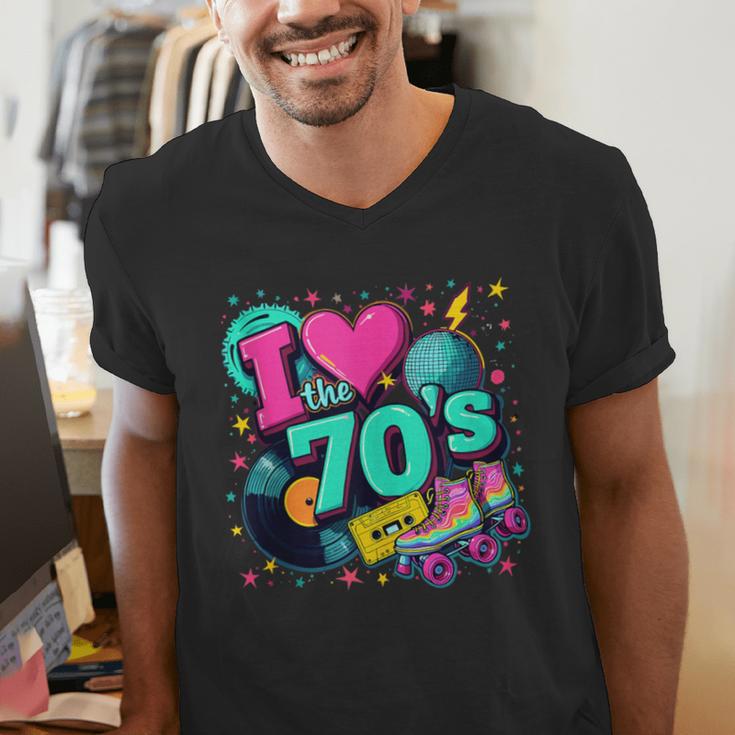 I Love The 70s Retro Cassette Roller Vinyl Disco Nostalgia Men's V-Neck T-Shirt I Love The 70s Retro Cassette Roller Vinyl Disco Nostalgia Men's V-Neck T-Shirt
