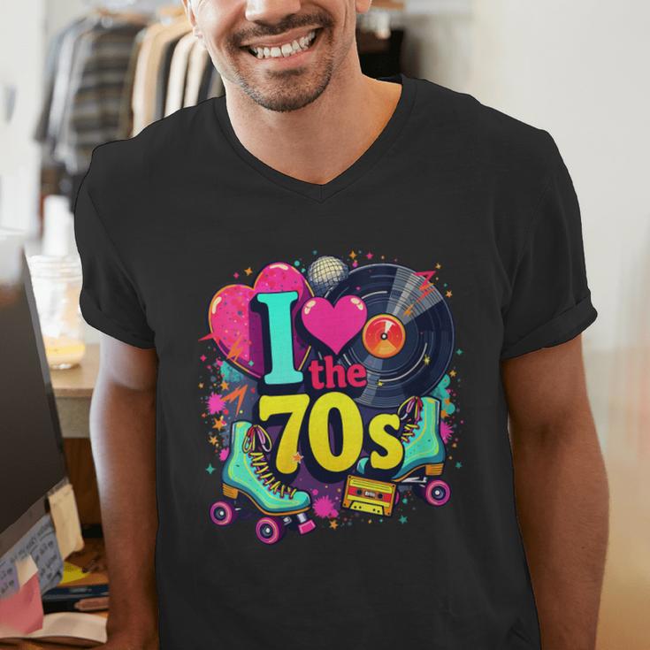 I Love The 70s Vintage Cassette Roller Vinyl Nostalgia 70s Men's V-Neck T-Shirt