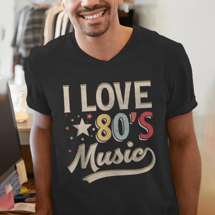 I Love 80's Music Retro Style Nostalgia Cassette 1980s Party Men's V-Neck T-Shirt