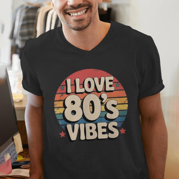 I Love 80’s Vibes Retro 80s Style Vintage Sunset Nostalgia Men's V-Neck T-Shirt I Love 80’s Vibes Retro 80s Style Vintage Sunset Nostalgia Men's V-Neck T-Shirt