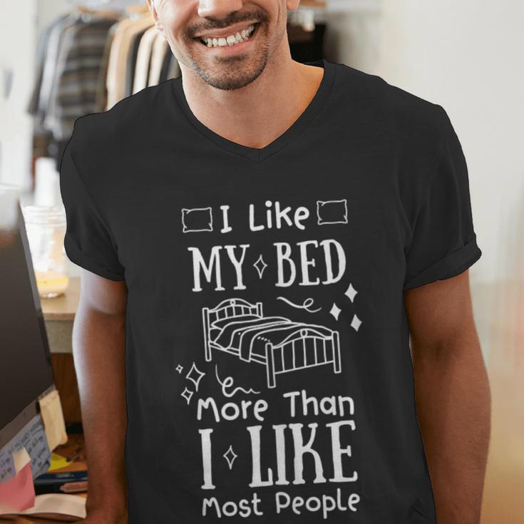 I Love My Bed More Than I Like Most People Introvert Pyjamas Men's V-Neck T-Shirt I Love My Bed More Than I Like Most People Introvert Pyjamas Men's V-Neck T-Shirt