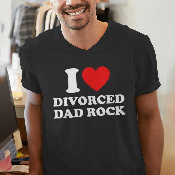 I Love Divorced Dad Rock Joke Men's V-Neck T-Shirt