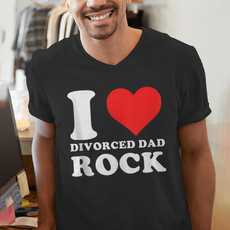 I Love Divorced Dad Rock Quote Men's V-Neck T-Shirt