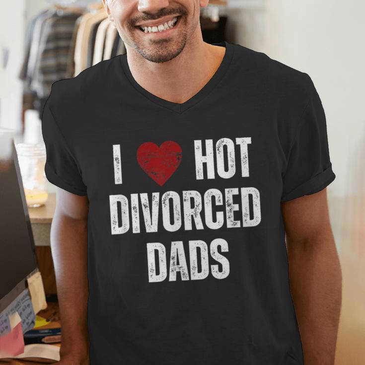 I Love Hot Divorced Dads Red Hearts Men's V-Neck T-Shirt