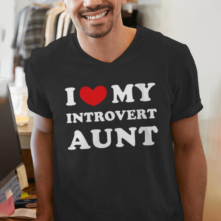 I Love My Introvert Aunt I Heart My Introvert Aunt Men's V-Neck T-Shirt
