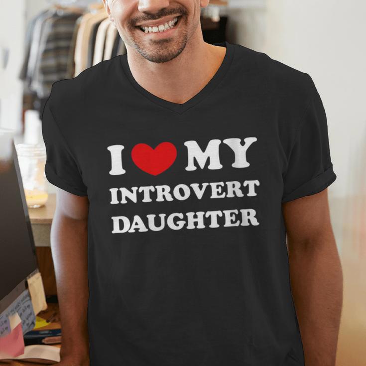 I Love My Introvert Daughter I Heart My Introvert Daughter Men's V-Neck T-Shirt I Love My Introvert Daughter I Heart My Introvert Daughter Men's V-Neck T-Shirt