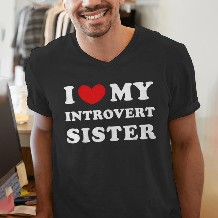 I Love My Introvert Sister I Heart My Introvert Sister Men's V-Neck T-Shirt I Love My Introvert Sister I Heart My Introvert Sister Men's V-Neck T-Shirt