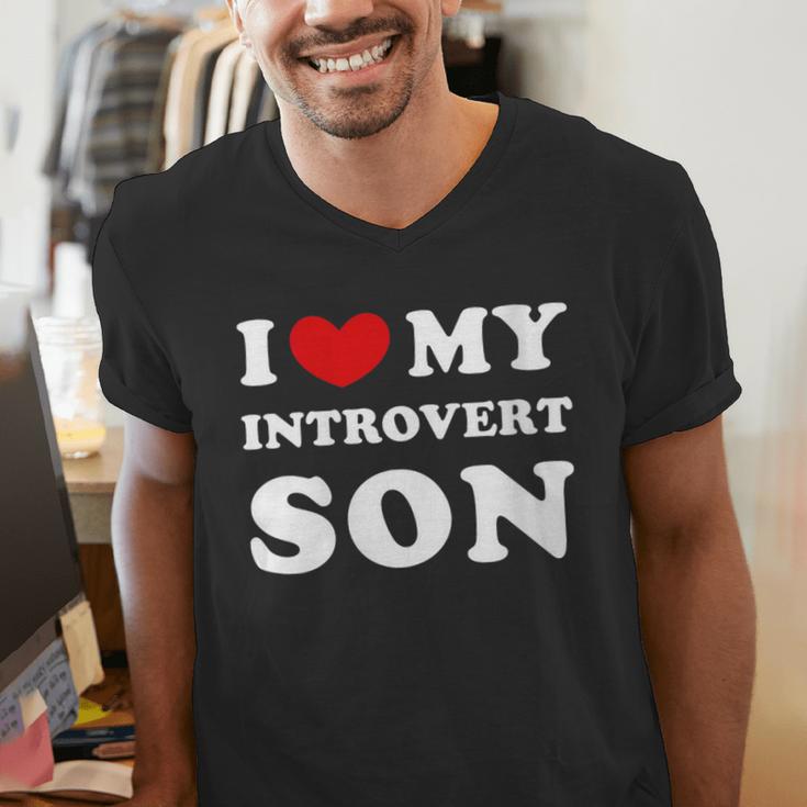 I Love My Introvert Son I Heart My Introvert Son Men's V-Neck T-Shirt