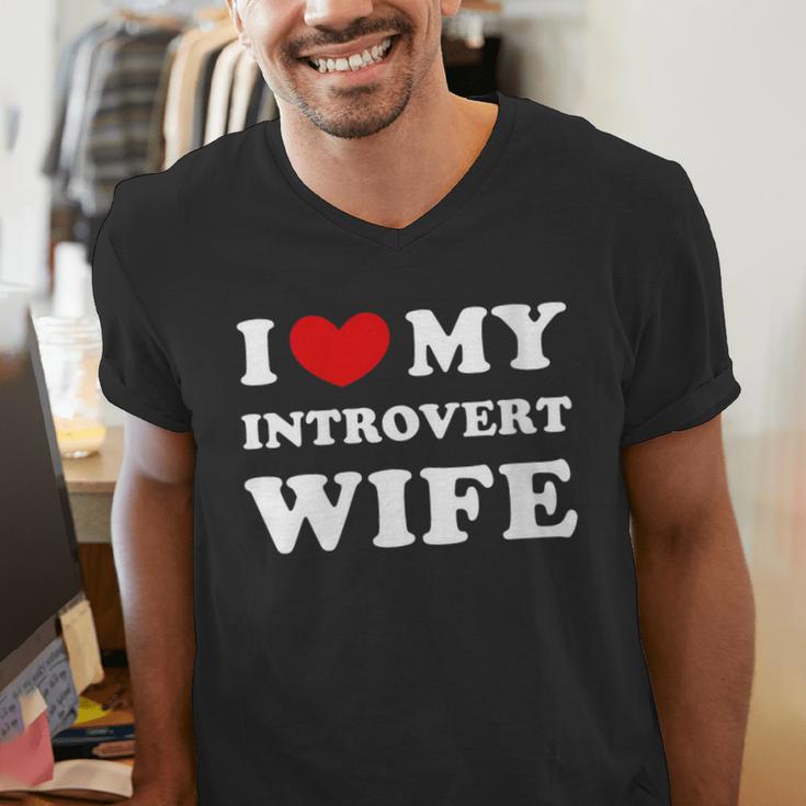I Love My Introvert Wife I Heart My Introvert Wife Men's V-Neck T-Shirt