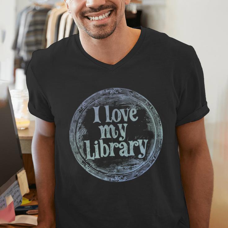 I Love My Library Medallion For Book Lover Reader Librarian Men's V-Neck T-Shirt I Love My Library Medallion For Book Lover Reader Librarian Men's V-Neck T-Shirt