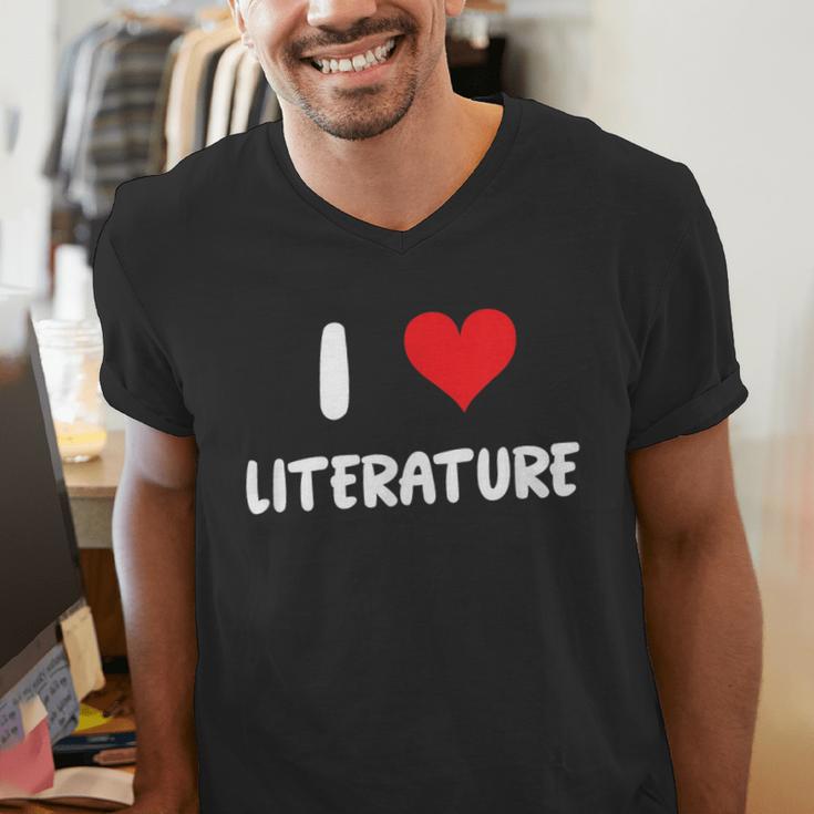 I Love Literature Heart Books Writing Reading Read Write Men's V-Neck T-Shirt