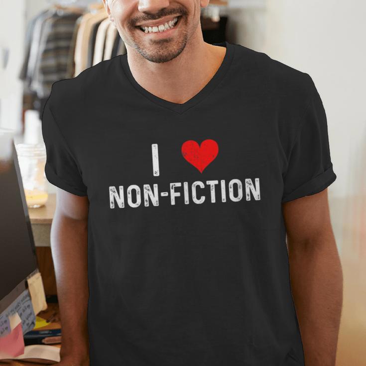 I Love Non Fiction Heart Books Reading Writing Writer Read Men's V-Neck T-Shirt