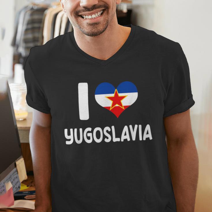 I Love Yugoslavia Proud Yugoslav Nostalgia Saying Men's V-Neck T-Shirt I Love Yugoslavia Proud Yugoslav Nostalgia Saying Men's V-Neck T-Shirt