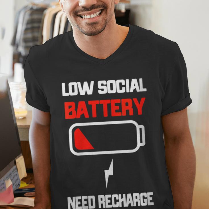 Low Social Battery Need Recharge Introvert Self-Care Men's V-Neck T-Shirt Low Social Battery Need Recharge Introvert Self-Care Men's V-Neck T-Shirt