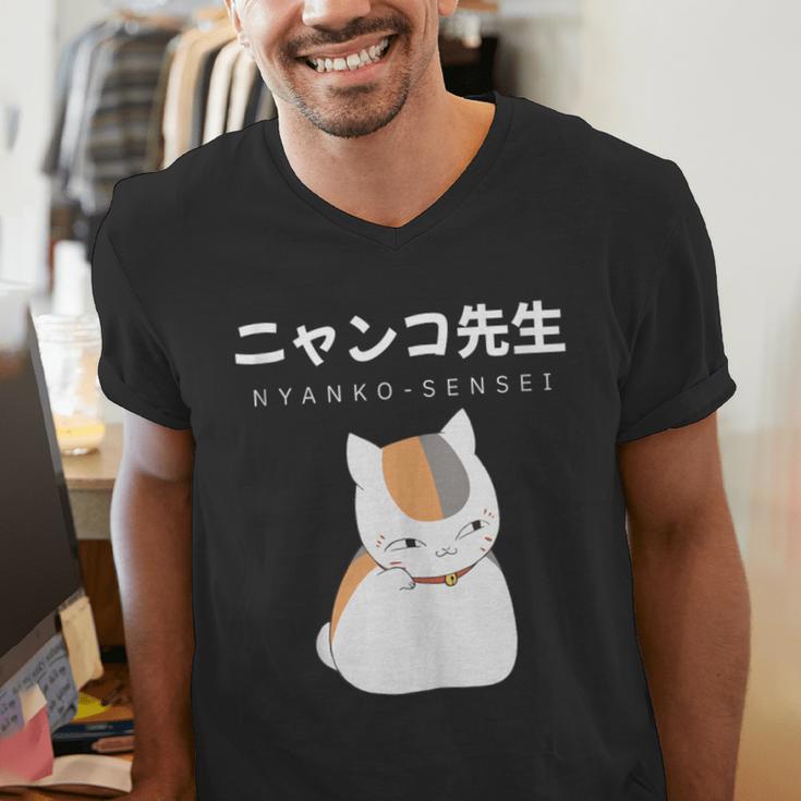 Madara Nyanko Sensei Natsume Yuujinchou Book Of Friends Cat Men's V-Neck T-Shirt