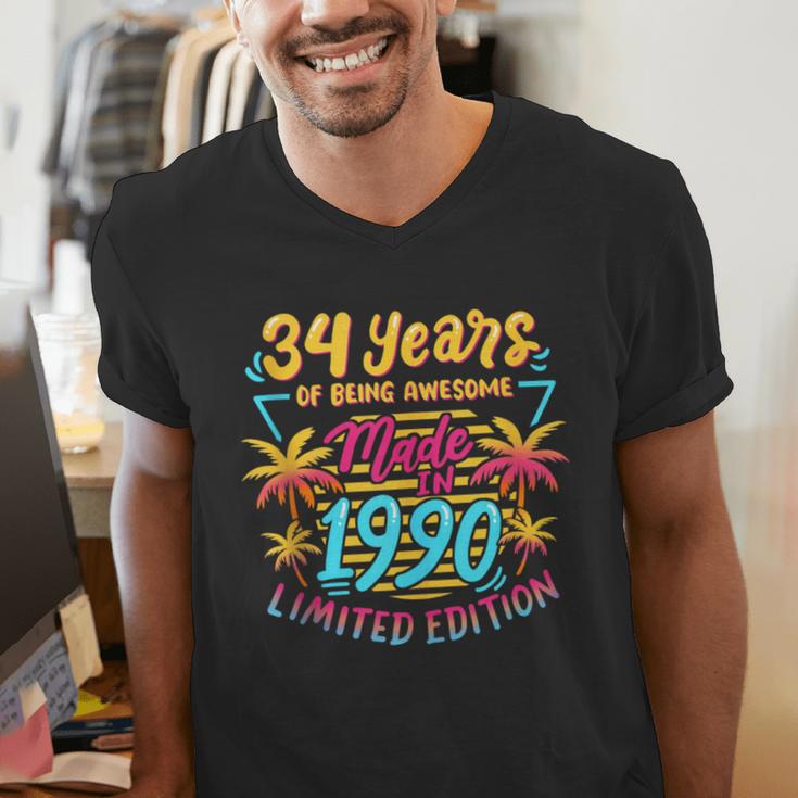 Made In 1990 Limited Edition 90s Nostalgia 34th Birthday Men's V-Neck T-Shirt