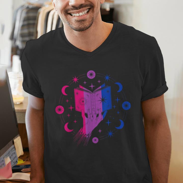 Magic Bi-Pride Book Of Cosmic Energy Men's V-Neck T-Shirt Magic Bi-Pride Book Of Cosmic Energy Men's V-Neck T-Shirt