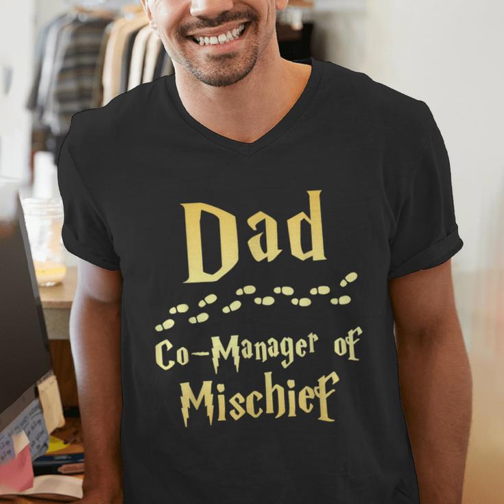 Magical Dad Manager Of Mischief Birthday Family Matching Men's V-Neck T-Shirt