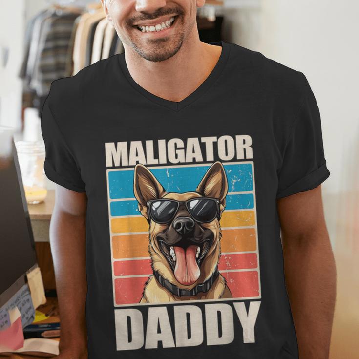 Malinois Dad Maligator Daddy Belgian Malinois Men's V-Neck T-Shirt Malinois Dad Maligator Daddy Belgian Malinois Men's V-Neck T-Shirt