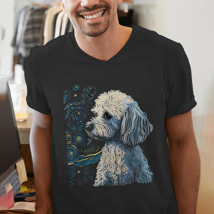 Maltipoo Starry Night Van Gogh Maltipoo Mom Dad Owner Men's V-Neck T-Shirt