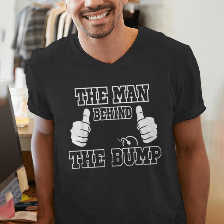 The Man Behind The Bump Baby Shower Shirts For Mom And Dad Men's V-Neck T-Shirt