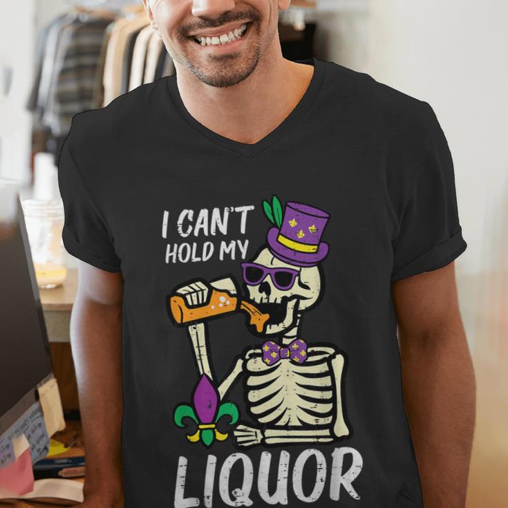 Mardi Gras Skeleton Cant Hold My Carnival Team Dad Men Men's V-Neck T-Shirt