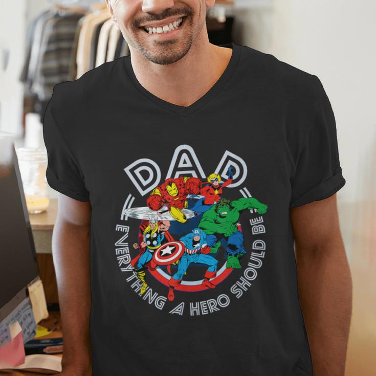 Marvel Comics Retro Classic Father's Day Avengers Hero Dad Men's V-Neck T-Shirt Marvel Comics Retro Classic Father's Day Avengers Hero Dad Men's V-Neck T-Shirt