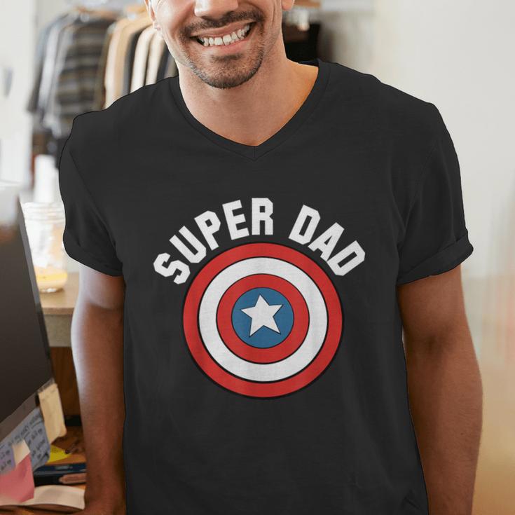 Marvel Father's Day Super Dad Captain America Shield Men's V-Neck T-Shirt