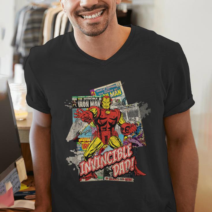 Marvel Iron Man Invincible Dad Father's Day Comic Retro Men's V-Neck T-Shirt