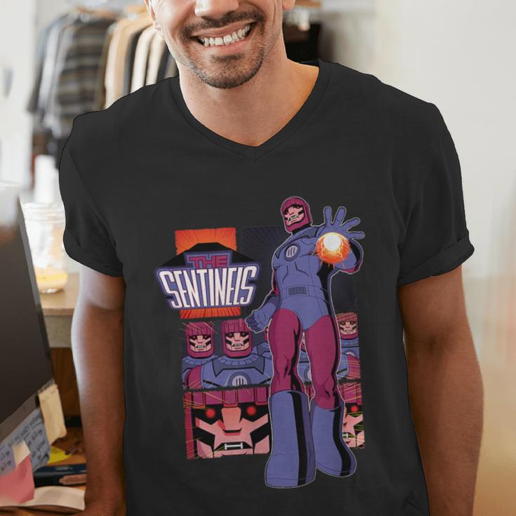 Marvel X-Men '97 Sentinels Vintage Classic Comic Book Panels Men's V-Neck T-Shirt