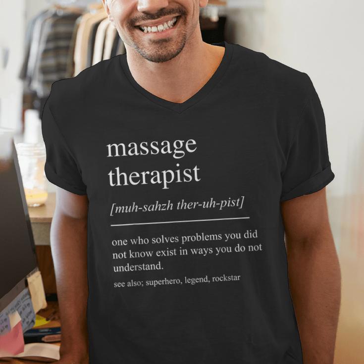 Massage Therapist Definition Women Mom Dad Men's V-Neck T-Shirt
