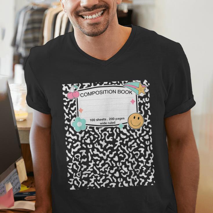 Matching Group Halloween Teacher Composition Book Notebook Men's V-Neck T-Shirt Matching Group Halloween Teacher Composition Book Notebook Men's V-Neck T-Shirt