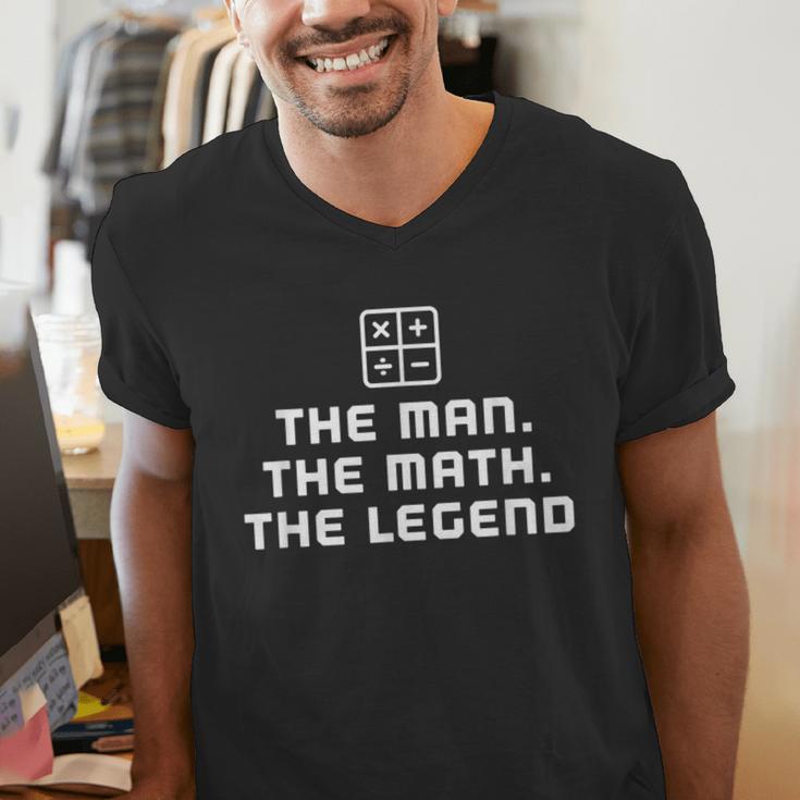 Math Teacher Shirts The Legend Graduation Retirement Men's V-Neck T-Shirt