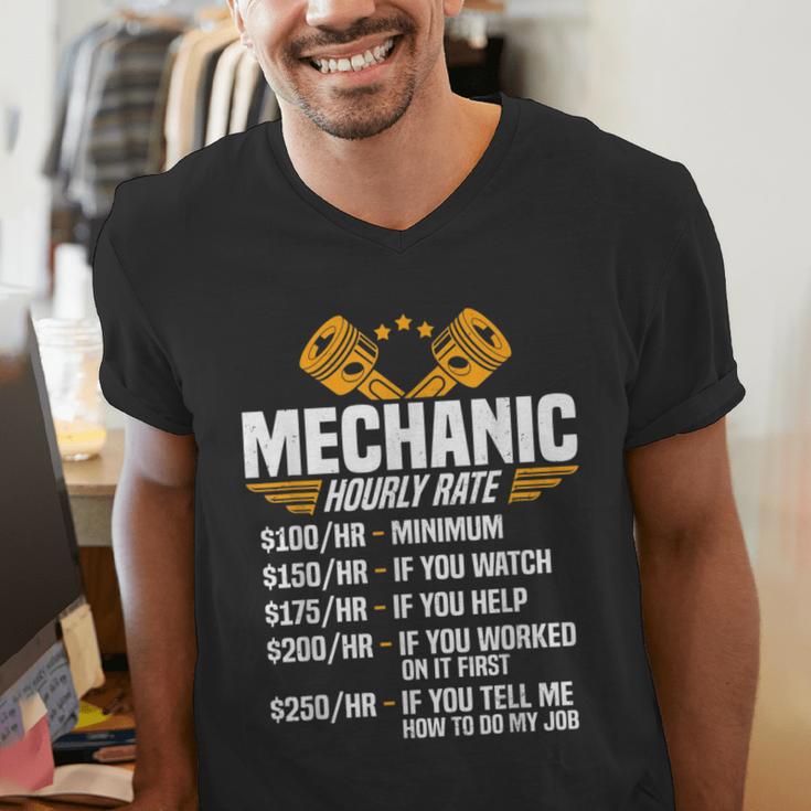 Mechanic Men Dad Hourly Rate Car Auto Garage Mechanic Men's V-Neck T-Shirt