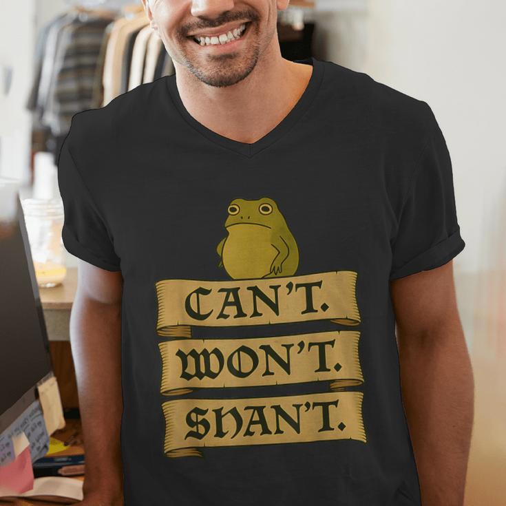 Medieval Frog Meme Sarcastic Introvert Humor Fantasy Men's V-Neck T-Shirt Medieval Frog Meme Sarcastic Introvert Humor Fantasy Men's V-Neck T-Shirt