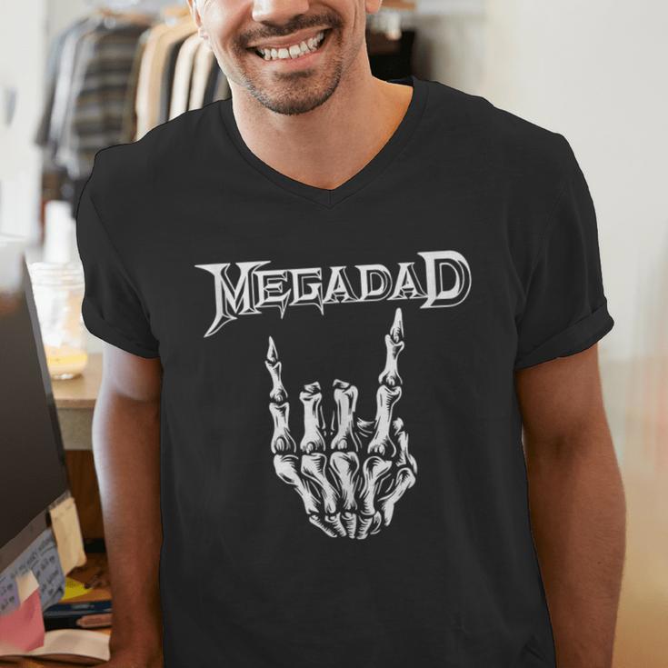 Megadad Retro 90s Hard Rock Band Heavy Metal Father's Day Men's V-Neck T-Shirt