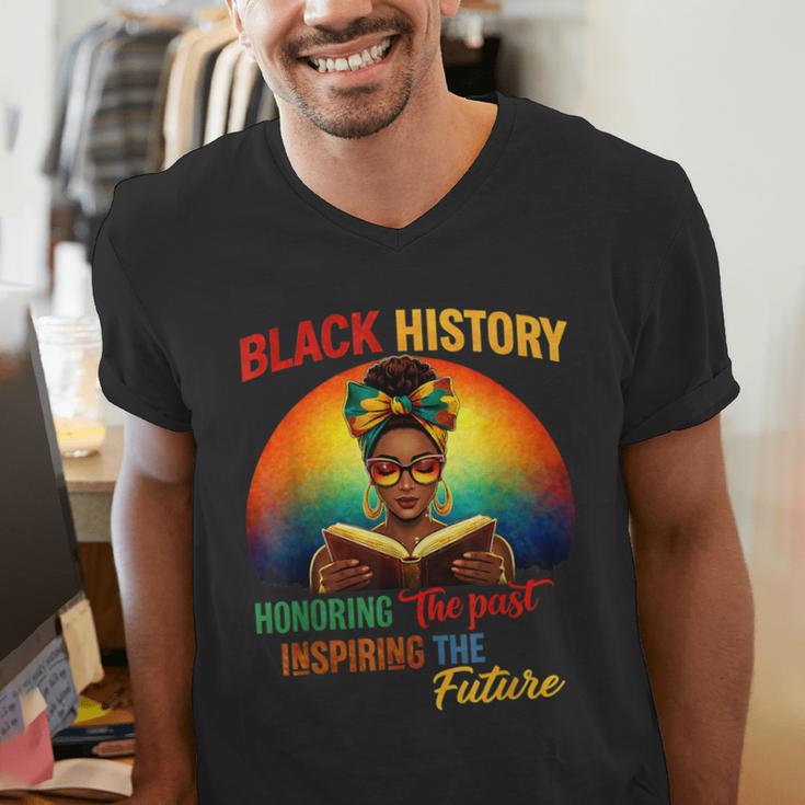 Melanin Honoring Past Inspiring Pride Book Month Men's V-Neck T-Shirt