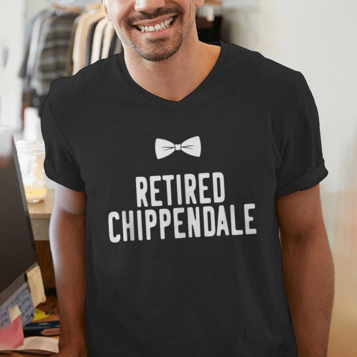 Men Dad Bod Joke Ex Male Dancer Humor Retired Chippendale Men's V-Neck T-Shirt