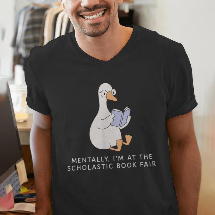 Mentally At The Scholastic Book Fair Retro Vintage Trendy Men's V-Neck T-Shirt