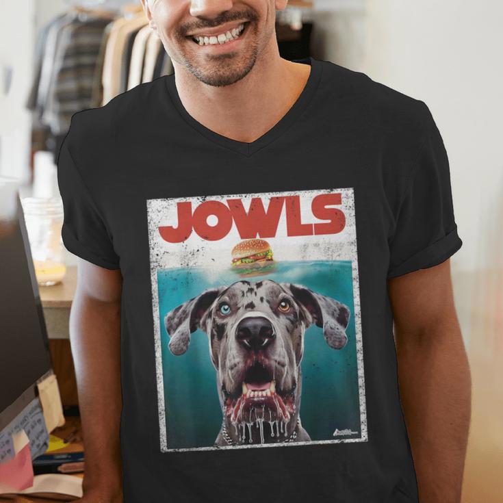 Merle Great Dane Jowls Paws Top Blue Eye Brown Dog Mom Dad For Men Women Girls Kids Men's V-Neck T-Shirt
